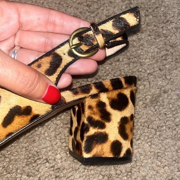 J.Crew Slingback Block Heel Pump Leopard Calf Hair Leather Rich Mohagany 7.5 - Picture 6 of 8